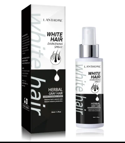 White hair darkening spray